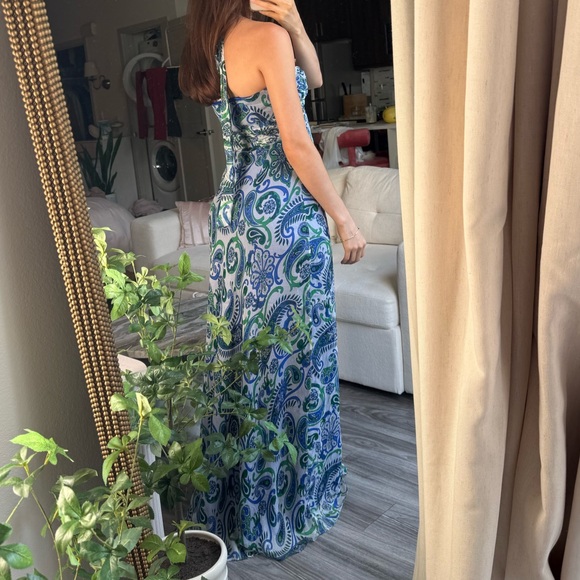 Laundry by Shelli Segal Blue Green Paisley Halter Maxi Dress Size 2 -  mordernwear.com